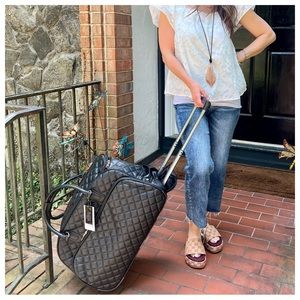 Black Faux Leather Quilted Fabulous Roll Travel Bag